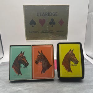 Claridge Horse Themed Playing Cards 3 Decks Sealed New Old Stock Artist Signed