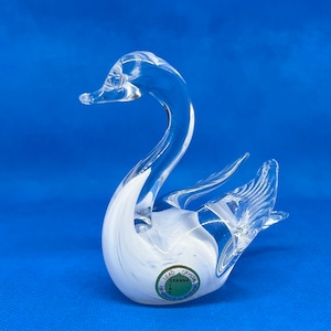 Vintage MCM Granna Glass Sweden Bleikristall Schwan Figur GUC