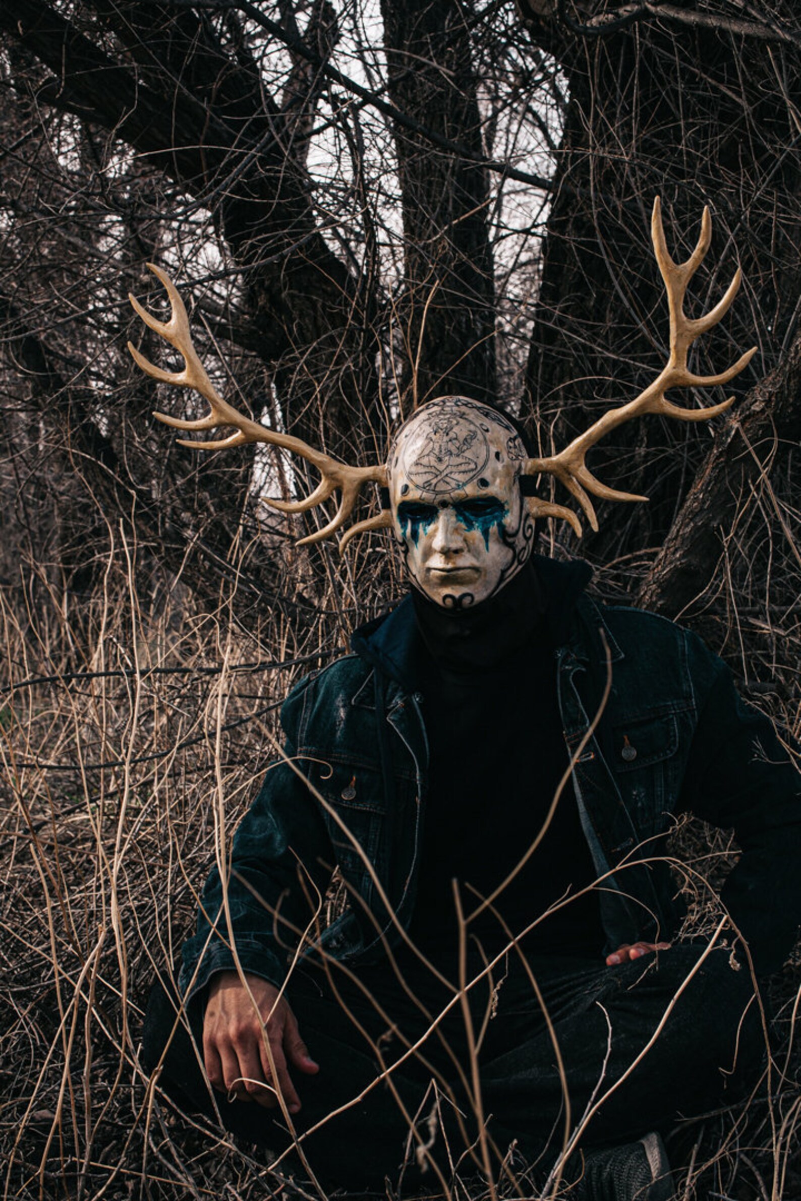Satanist mask with horns Etsy