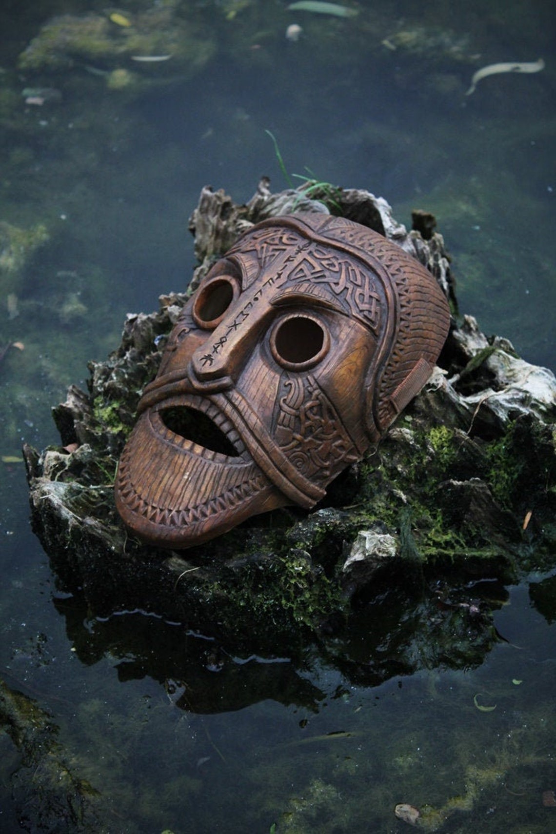 Viking Celtic Mask/Carved wooden mask Etsy