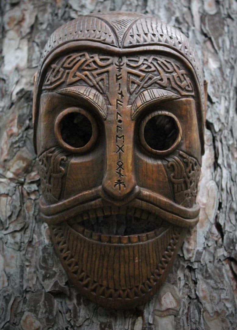 Viking Celtic Mask/carved Wooden Mask Etsy