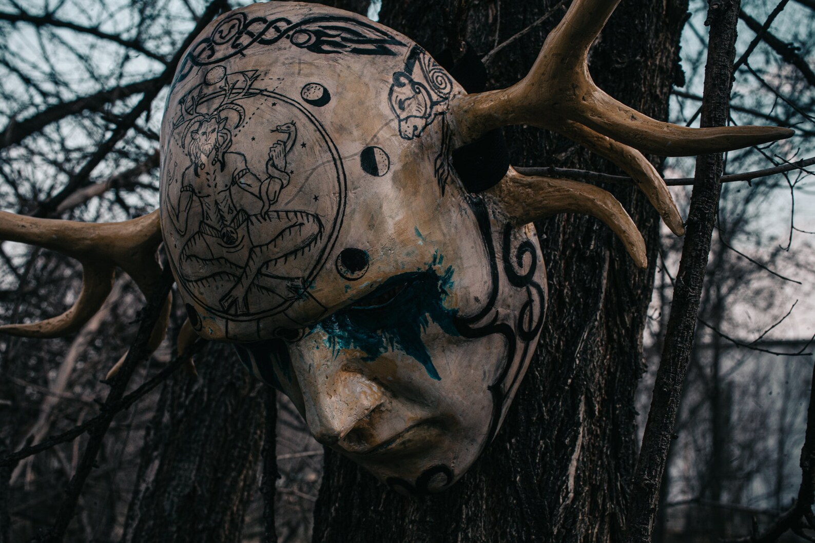 Satanist mask with horns Etsy