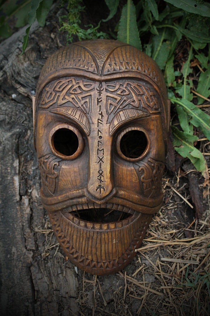 Viking Celtic Mask/Carved wooden mask Etsy