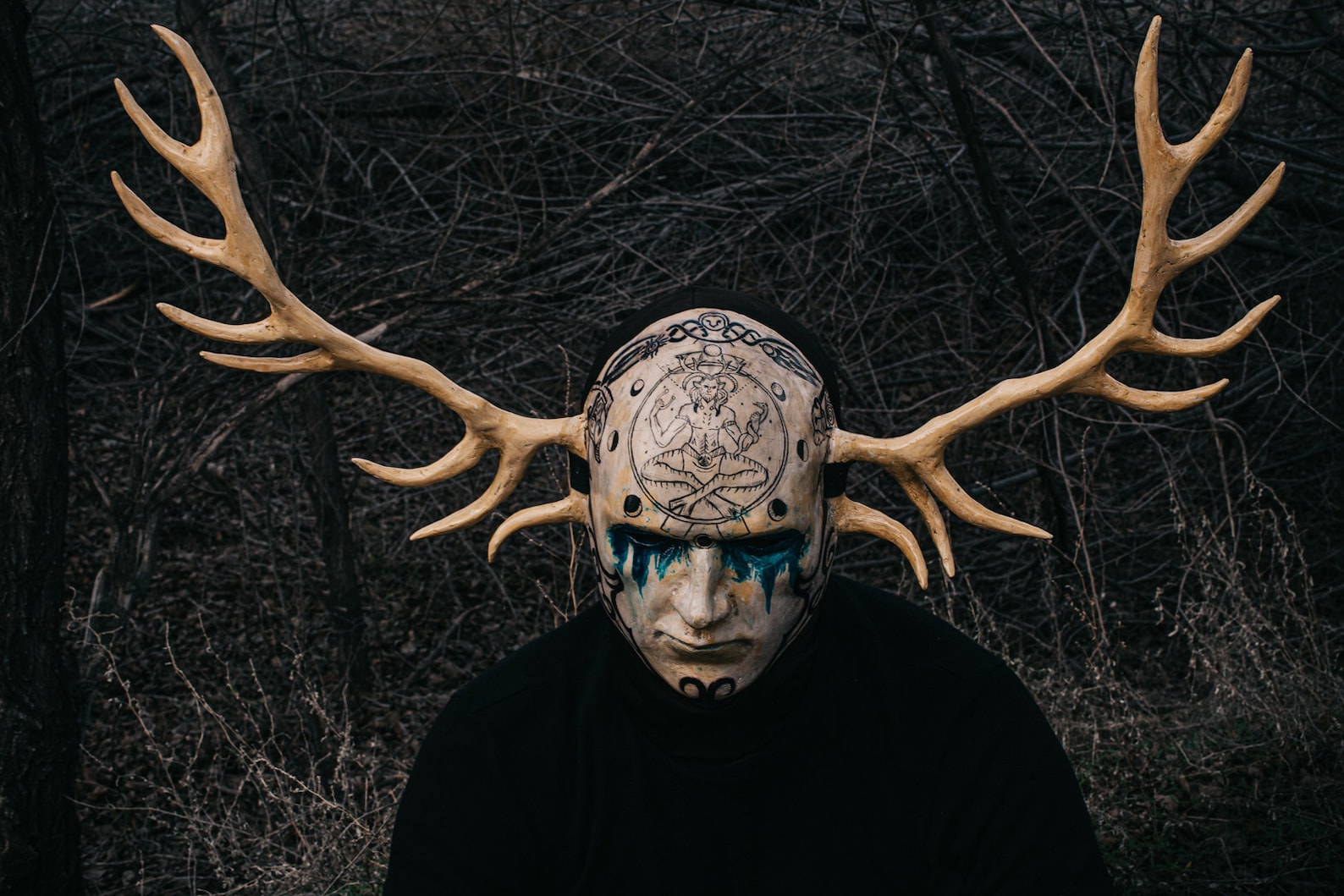 Satanist mask with horns Etsy
