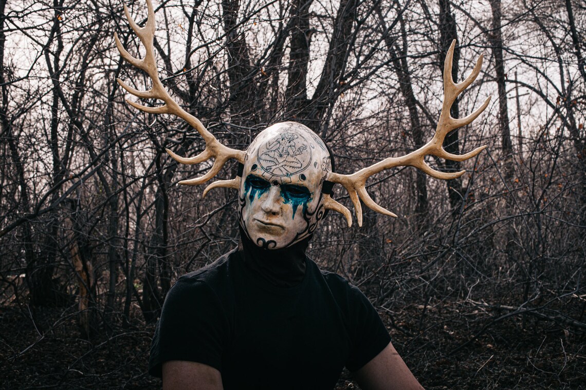 Satanist mask with horns Etsy