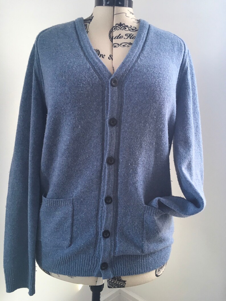 Blue lambswool cardigan