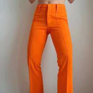 vintage 70s orange textured trousers from h bar c