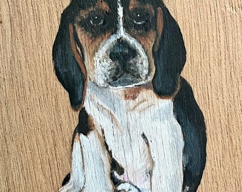 Beagle art dog art handpainted dog beautiful puppy hand painted on wooden tablet wall decoration