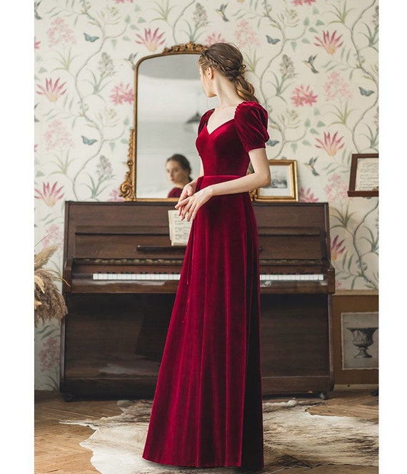 1950s Vintage Velvet Ball Gown/dress Rhinestone Embellishment S/M - Etsy