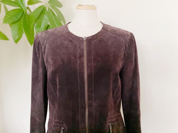 Spring leather jacket, brown leather jacket, suede