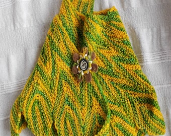 Range of Green, Brown, Cosy, colourful, unusual, hand knitted, neck warmer