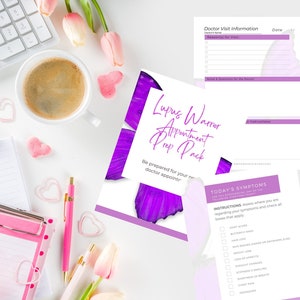 Könnte beinhalten: Ein druckbares Lupus Warrior Appointment Prep Pack mit einem violetten Schmetterlingsdesign. Das Pack enthält ein Arztbesuchs-Informationsblatt und eine Checkliste der Symptome, die verfolgt werden sollen.