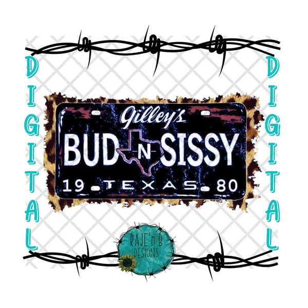 Bud and Sissy License Plate-Leopard Frame -Digital Download-PNG