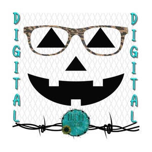 Pumpkin Face With Glasses-pumpkins-digital Download-png - Etsy