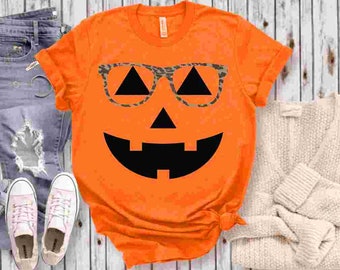 pumpkin with glasses shirt
