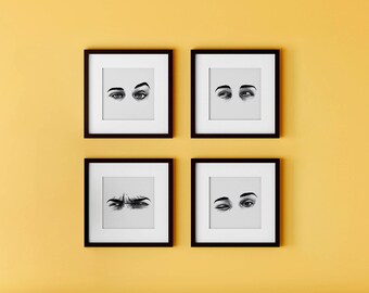 DIGITAL PRINT Set of 4 and 6 facial expressions. Wall art. Home decoration. Available in print or for digital download.