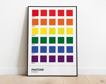 PANTONE Rainbow POSTER. Print Wall Decor, Minimal Design. Chart Rainbow Colors