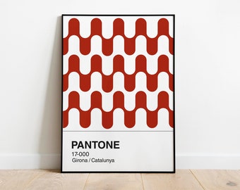 POSTER Pantone Symbol Girona. Wall Decoration. Latitude & Longitude Girona. Download Instant.