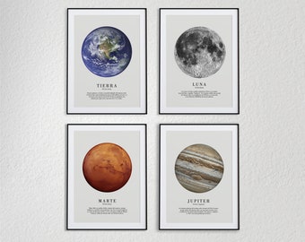 Planets Poster Pack. Digital poster. Wall decoration. printable art. poster set