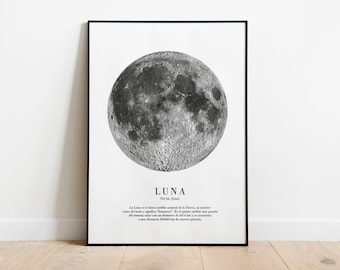 Moon poster. Vintage poster. Printable poster. Digital art. Wall decor