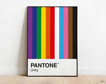 Poster Pantone Unity. Set 2 Poster. Unity pride. Print Wall Decor, Minimal Design. Rainbow Colors. Size SVG, JPG, PNG