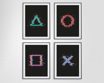 SET POSTER Play Station. Deco Gamer. Symbols Console. PS Console. Digital download