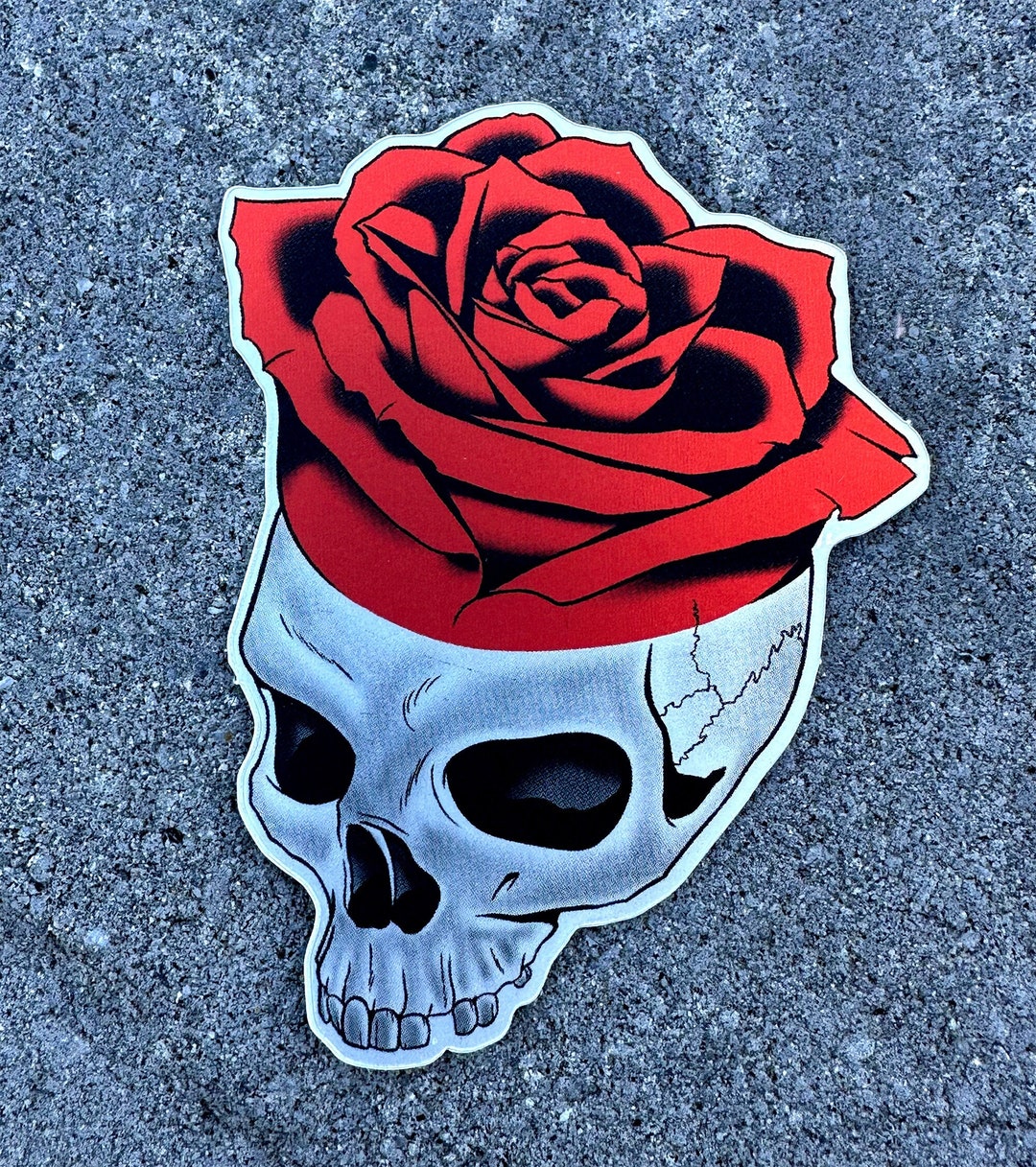 Skull & Rose Matte Metallic Sticker - Etsy