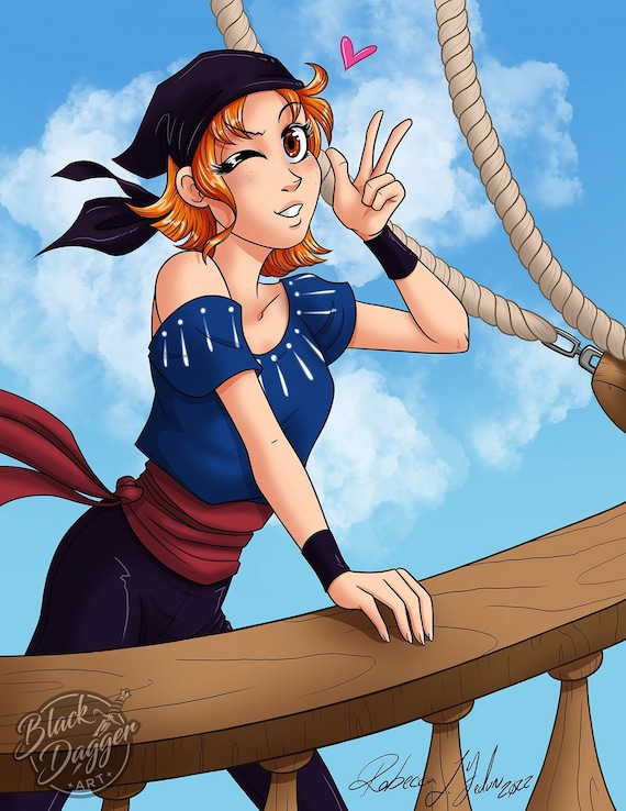 One Piece OP Anime Nami Pirate Girl 5x7 Art Print 