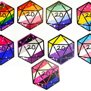 DnD Pride Flag D20 Stickers