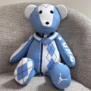Memory Bear, Keepsake, Memorial Gift, made from loved one’s clothing. Custom order,  fast turnaround 15” or 18”.