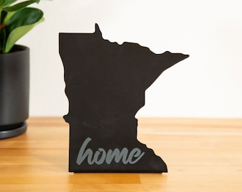 Metal Minnesota Decor, Minnesota Home, State Sign Decoration, Black Metal Minnesota Self Standing State Sign, Minnesota Love