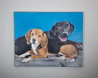 Custom Pet Portrait, Acrylic Dog Painting on Canvas