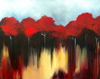 Custom Landscape Painting on Canvas, Fall Trees Painting