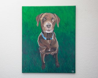 Custom Pet Portrait, Hand-Painted Acrylic on Canvas