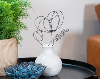 Black Wire Poppy Bouquet, Handmade Metal Flower Arrangement
