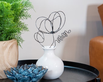 Black Wire Poppy Bouquet, Wire Art, Metal Art, Metal Flowers, Minimalist Art, Line Art, Home Decor, Abstract Flower Arrangement