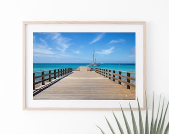 Grand Turk Island, Printable Wall Art, Caribbean Sea Decor, Sailboat Digital Print, Instant Download, Beach View, Water Photography