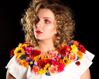 May Queen Costume, Midsommar Flower Shoulder Piece, Flower Scarf, Flower Girl Outfit, May Queen Flower Crown, Midsommar Costume and Crown