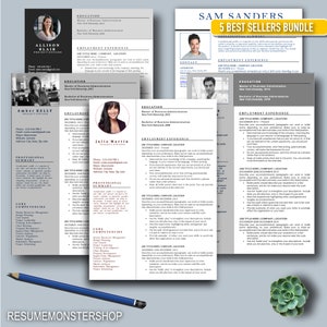 ¡Conjunto de 5 plantillas de CV de bestseller! Plantillas de CV, Carta de presentación, Carta de agradecimiento, Referencias, Descarga instantánea. Corrección