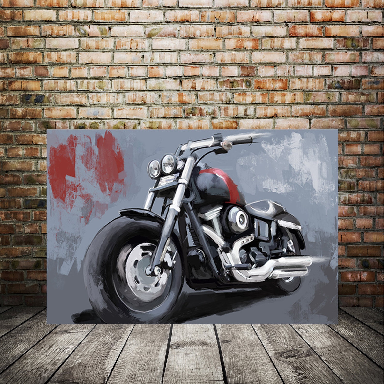 Harley Davidson Motorcycle Garage Art Bike Art Print Man Etsy