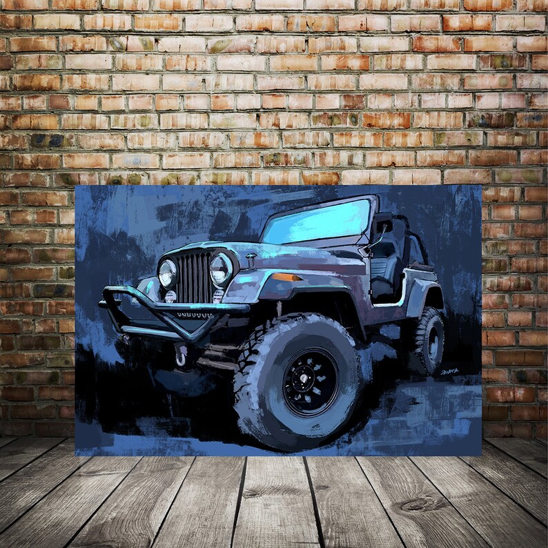 Jeep Wrangler CJ Jeep art print Jeep art decor 4x4 art Etsy