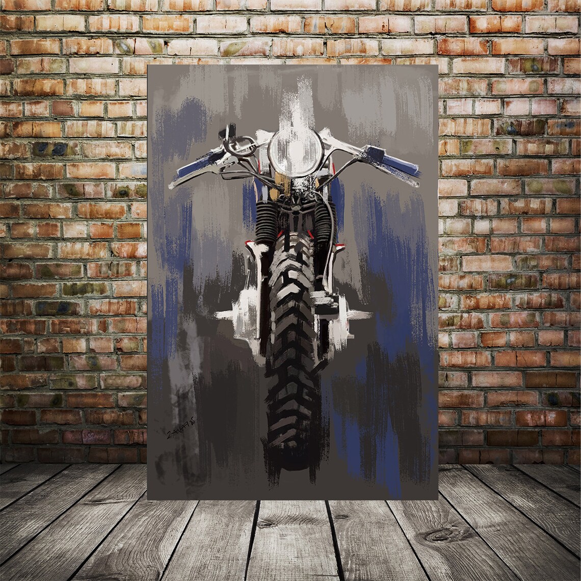 Motorrad Kunstdruck Garage Kunst Fahrrad Kunstdruck Mann | Etsy