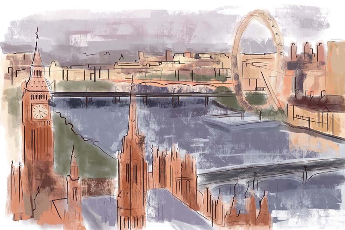 London England painting Canvas art print British Painting Etsy