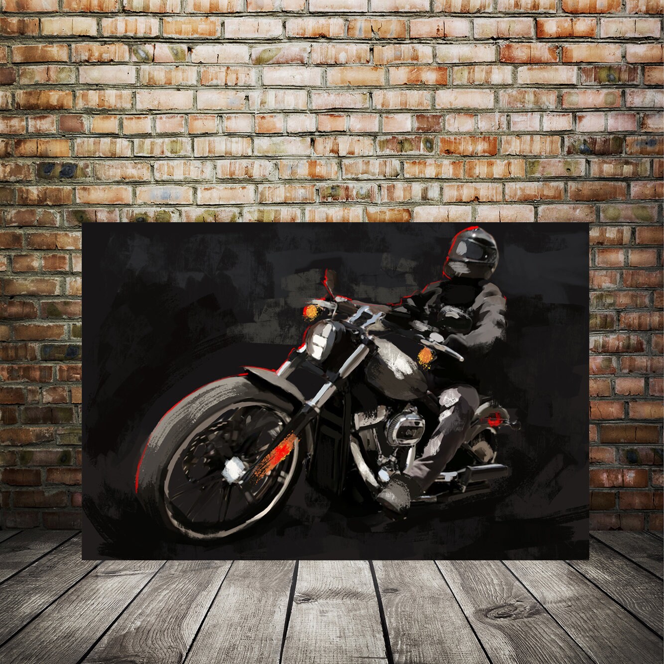 Harley Davidson Motorcycle Garage Art Bike Art Print Man Etsy
