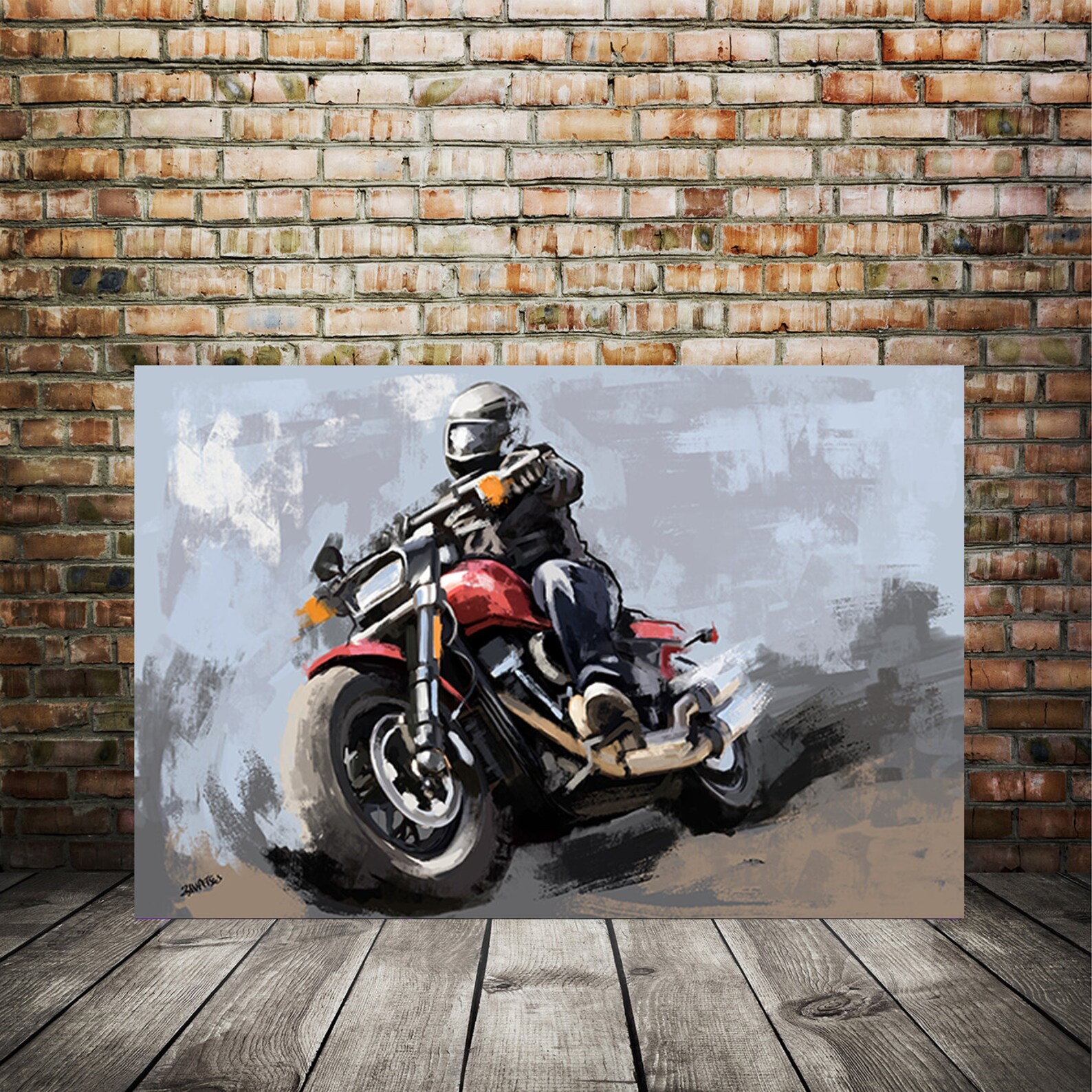 Harley Davidson Motorrad Garage Kunst Fahrrad Kunstdruck | Etsy