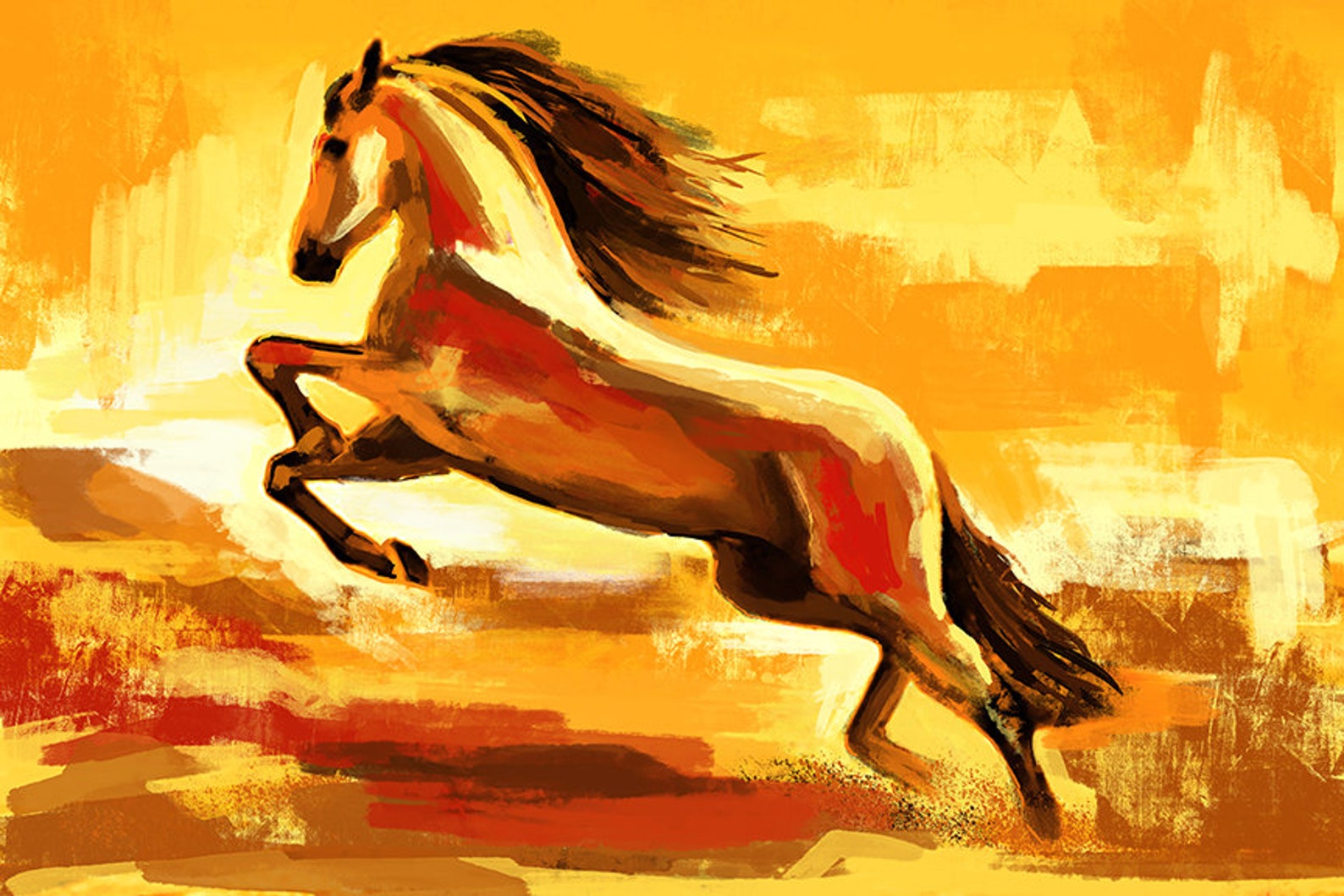 Horse Art Running white horse dramatic painting horse Etsy