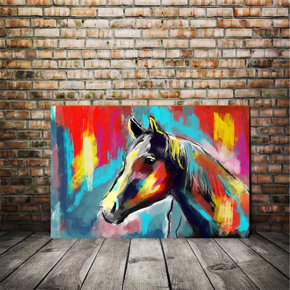 Horse Painting Canvas Large Canvas Prints Colorful Horse Etsy