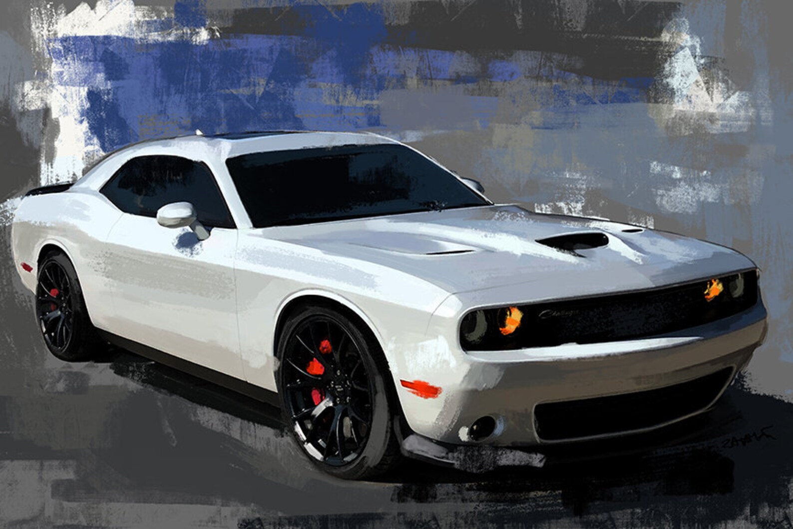 Dodge Challenger RT SRT canvas painting muscle car painting Etsy