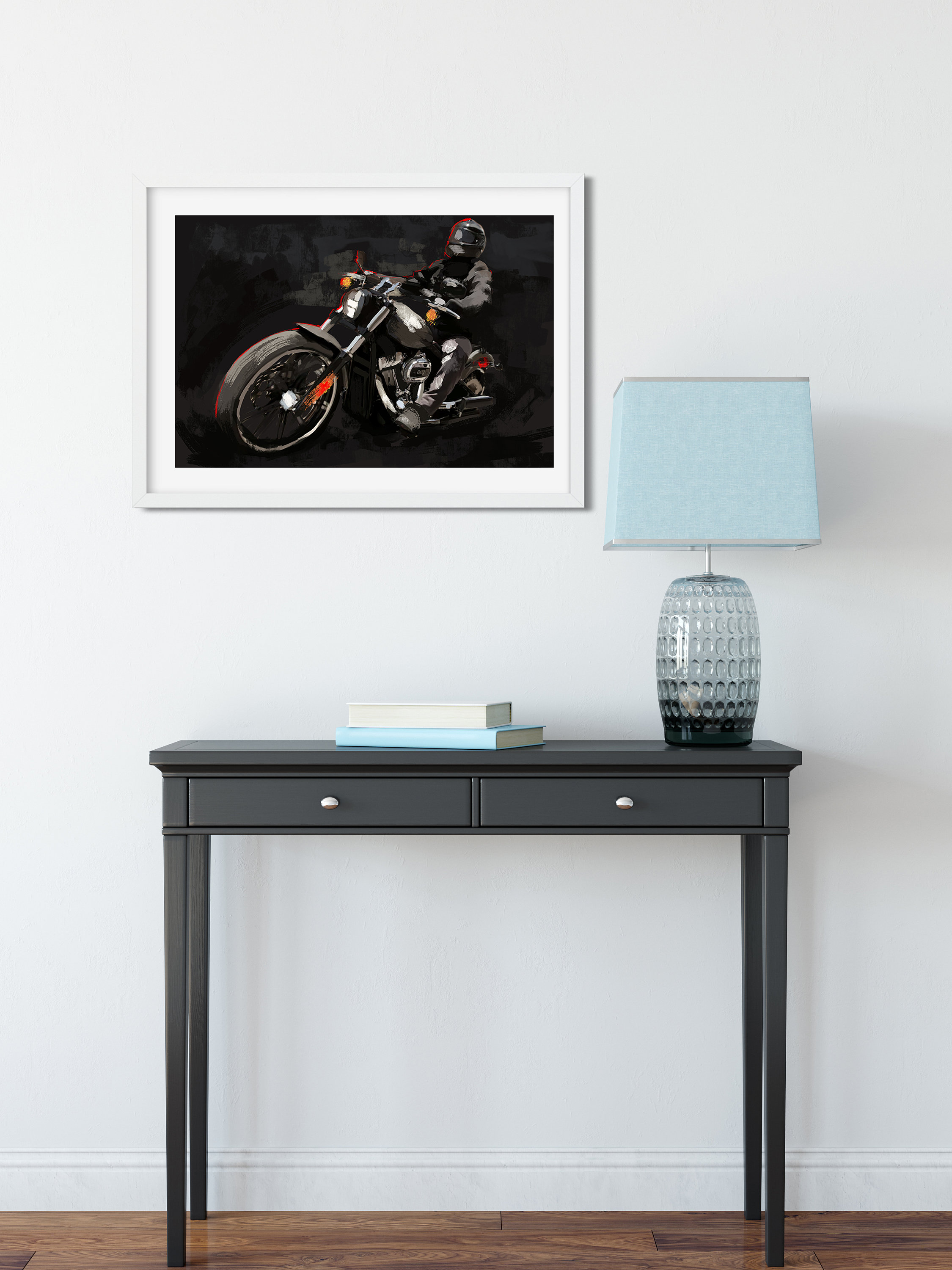 Harley Davidson Motorcycle Garage Art Bike Art Print Man Etsy