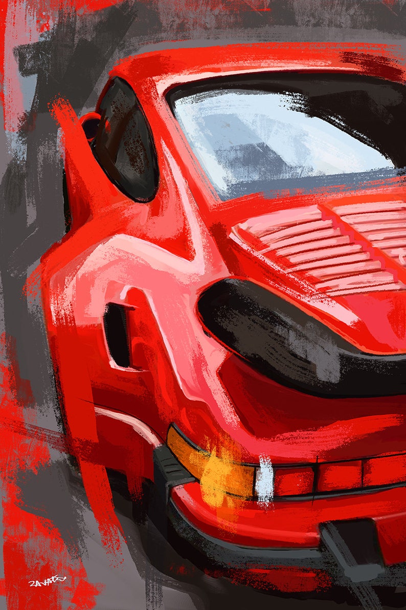 Porsche 911 Red Painting Abstract Porsche Art Print Canvas | Etsy